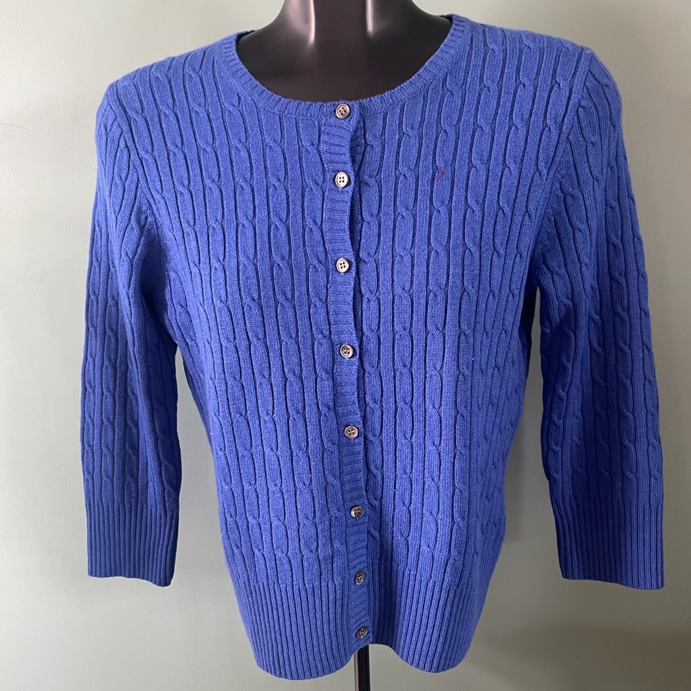 J Crew wool/cashmere cable knit cardigan size L